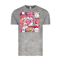 Cloud Rock Pink Christmas cute snowman Vintage Tee - NancyCooperArtShop