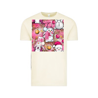 Vintage Arctic Pink Christmas cute snowman Vintage Tee - NancyCooperArtShop