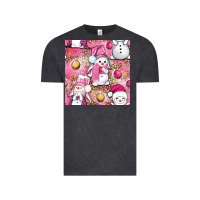 Vintage Black Pink Christmas cute snowman Vintage Tee - NancyCooperArtShop