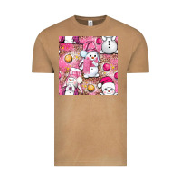 Vintage Camel Pink Christmas cute snowman Vintage Tee - NancyCooperArtShop