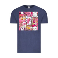 Vintage Denim Pink Christmas cute snowman Vintage Tee - NancyCooperArtShop