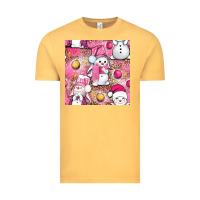 Vintage Mustard Pink Christmas cute snowman Vintage Tee - NancyCooperArtShop