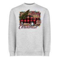 Heather Grey Merry Christmas Truck Heavyweight Sweatshirt - Bettercallsaul