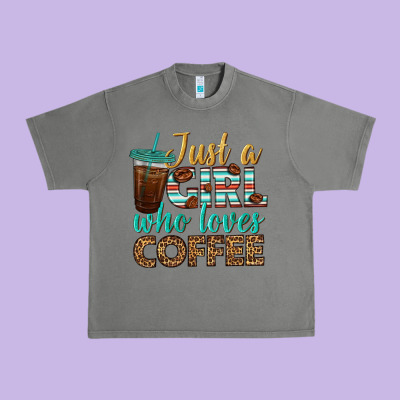 Just A Girl Who Loves Coffee Urban Heavy Tee Designed By Bundleandbundleshop