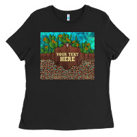 Preview Custom Cactus And Sunflowers Leopard Turquoise Ladies Tee | Teevron