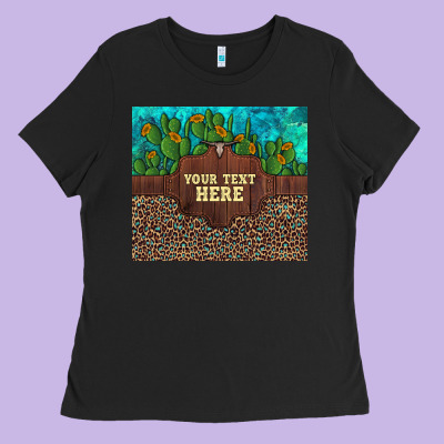 Preview Custom Cactus And Sunflowers Leopard Turquoise Ladies Tee Designed By Artiststas