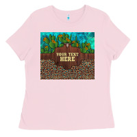Bubblegum Pink preview custom cactus and sunflowers leopard turquoise Ladies Tee - Artiststas