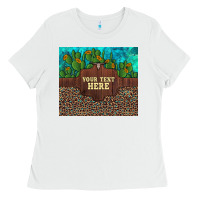 White preview custom cactus and sunflowers leopard turquoise Ladies Tee - Artiststas