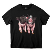 Black cute baby pigs Heavy Core Tee - Artiststas