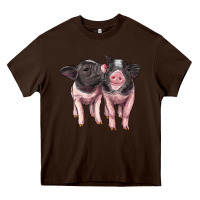 Chocolate Brown cute baby pigs Heavy Core Tee - Artiststas