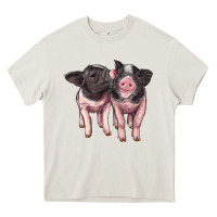 Cream cute baby pigs Heavy Core Tee - Artiststas