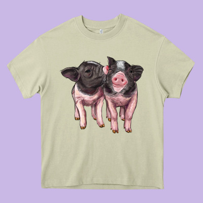 Cute Baby Pigs Heavy Core Tee Designed By Artiststas