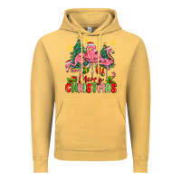 Vintage Mustard merry christmas flamingos Vintage Hoodie - MaliasSmallBusiness