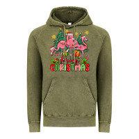 Vintage Olive merry christmas flamingos Vintage Hoodie - MaliasSmallBusiness