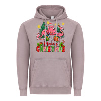 Vintage Zinc merry christmas flamingos Vintage Hoodie - MaliasSmallBusiness