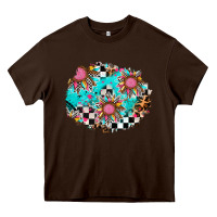 Chocolate Brown race sunflower patches Heavy Core Tee - AdoDesignShop