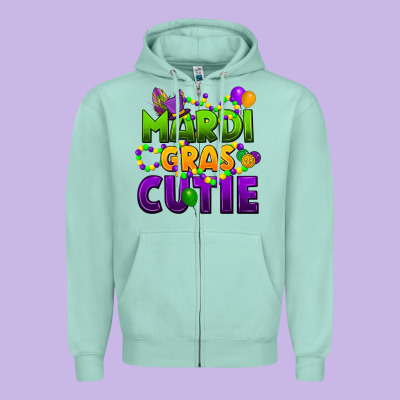 Mardi Gras Cutie Zipper Hoodie Designed By Cowgirlartshop
