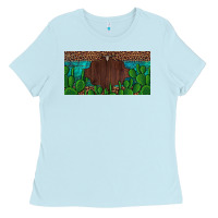 Baby Blue western cactus leopard and turquoise custom nametext license plate Ladies Tee - Artiststas