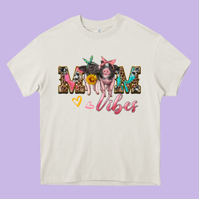 Mom Vibes Baby Pigs Heavy Core Tee Designed By Artiststas