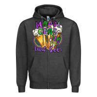 Charcoal Heather mardi gras and beer Zipper Hoodie - CowGirlArtShop
