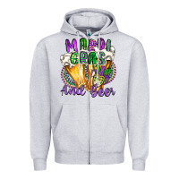 Heather Grey mardi gras and beer Zipper Hoodie - CowGirlArtShop