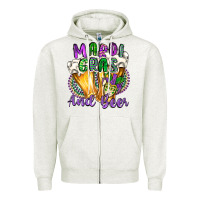 Oatmeal Heather mardi gras and beer Zipper Hoodie - CowGirlArtShop