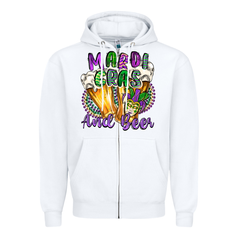 Mardi Gras And Beer Zipper Hoodie by CowGirlArtShop | Teevron