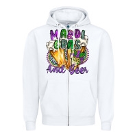 White mardi gras and beer Zipper Hoodie - CowGirlArtShop