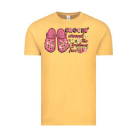 Vintage Mustard Pink Christmas crocin' around the Christmas tree Vintage Tee - NancyCooperArtShop