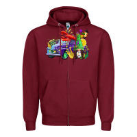 Burgundy mardi gras gnome on the truck Zipper Hoodie - CowGirlArtShop
