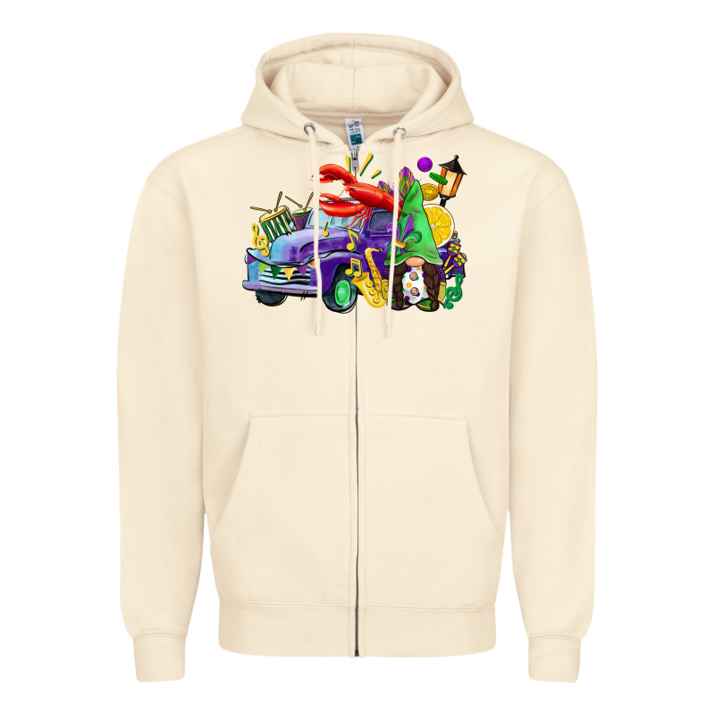 Mardi Gras Gnome On The Truck Zipper Hoodie by CowGirlArtShop | Teevron