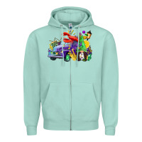 Seafoam mardi gras gnome on the truck Zipper Hoodie - CowGirlArtShop