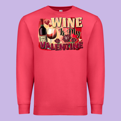 Wine Is My Valentine's Day Premium Sweatshirt Designed By Fadigitalartstudio