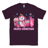 Merry Christmas Snowman Coffee Cups Classic Tee | Teevron