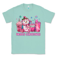 Seafoam merry christmas snowman coffee cups Classic Tee - MaliasSmallBusiness
