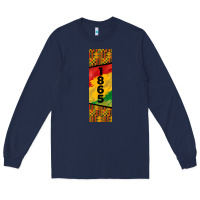 Navy juneteenth pen wrap Long Sleeve Tee - BarkalooDesign