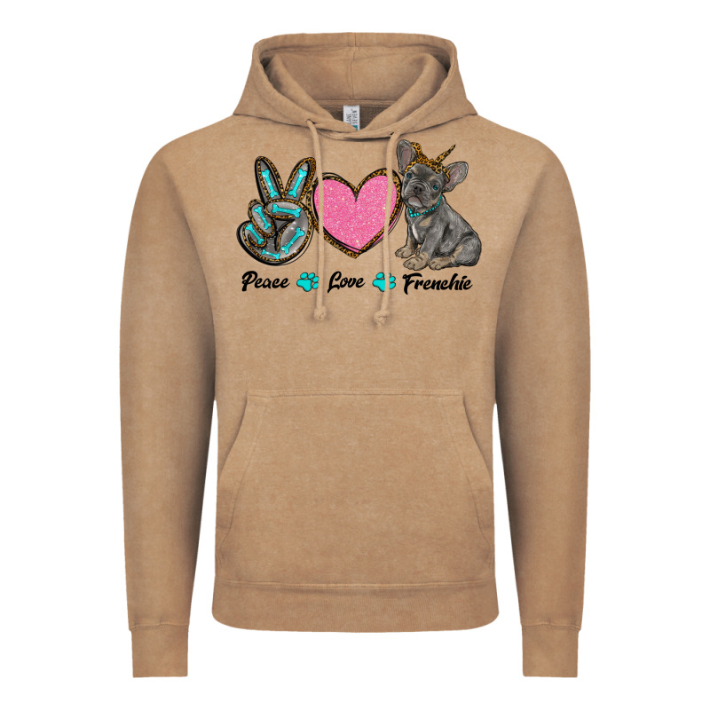 Peace Love Frenchie Vintage Hoodie by RanaPortraitStore | Teevron