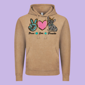 Peace Love Frenchie Vintage Hoodie Designed By Ranaportraitstore