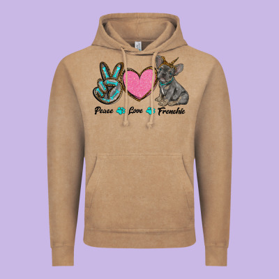 Peace Love Frenchie Vintage Hoodie Designed By Ranaportraitstore