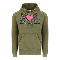 Vintage Olive peace love frenchie Vintage Hoodie - RanaPortraitStore