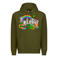 Army Green St. Patrick's Hippopotamus coffee cups Premium Hoodie - CowGirlArtShop