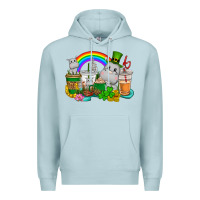 Blue Mist St. Patrick's Hippopotamus coffee cups Premium Hoodie - CowGirlArtShop