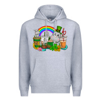 Heather Grey St. Patrick's Hippopotamus coffee cups Premium Hoodie - CowGirlArtShop