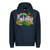 Navy St. Patrick's Hippopotamus coffee cups Premium Hoodie - CowGirlArtShop