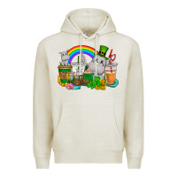 Oatmeal Heather St. Patrick's Hippopotamus coffee cups Premium Hoodie - CowGirlArtShop