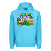 Ocean Blue St. Patrick's Hippopotamus coffee cups Premium Hoodie - CowGirlArtShop