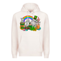 Pale Pink St. Patrick's Hippopotamus coffee cups Premium Hoodie - CowGirlArtShop