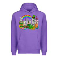 Purple St. Patrick's Hippopotamus coffee cups Premium Hoodie - CowGirlArtShop