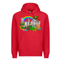 Red St. Patrick's Hippopotamus coffee cups Premium Hoodie - CowGirlArtShop