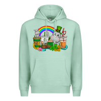 Seafoam St. Patrick's Hippopotamus coffee cups Premium Hoodie - CowGirlArtShop